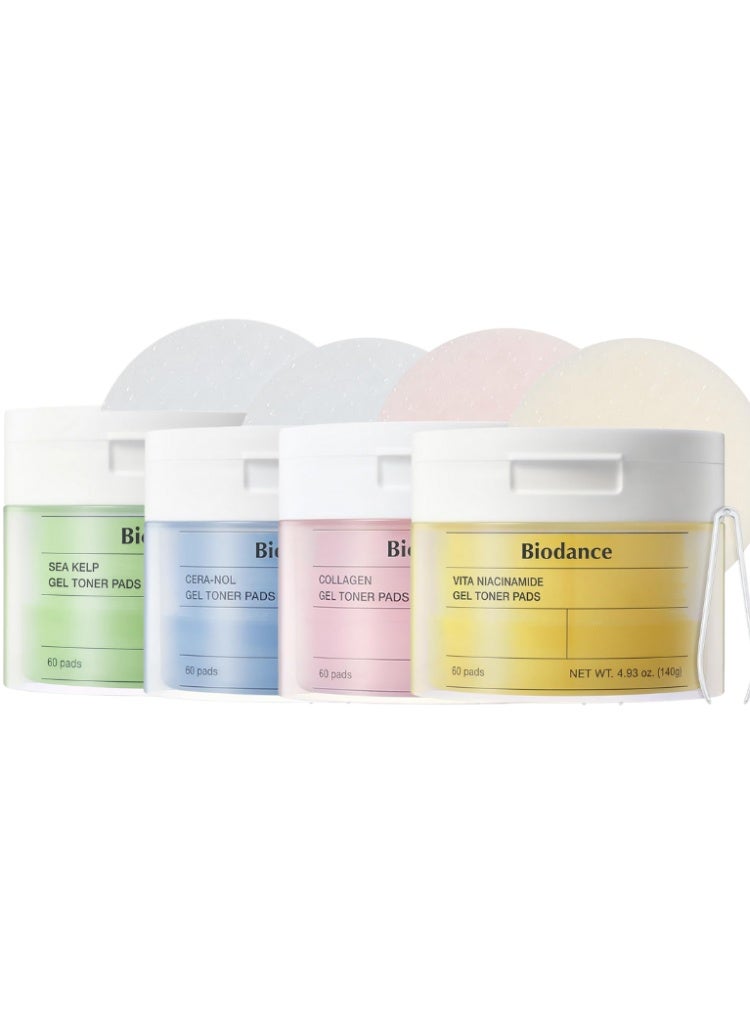 Biodance Gel Toner Pads Set – Collagen, Niacinamide, Cera-nol & Sea Kelp Pads for Hydration, Brightening & Smooth Skin - Image 1